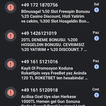 Vodafone Kumar Sitelerinden Gelen Mesajlar