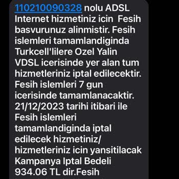 Turkcell Superonline Verilmeyen Hizmetin Cayma Bedeli