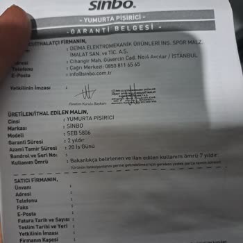 Sinbo Yumurta Makinesi Kapağı Erimesi