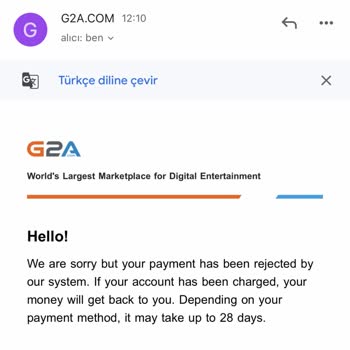 G2a.com Para İadesi Yapılmıyor