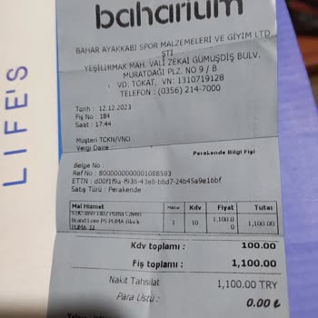 Tokat Baharium Puma Ayakkabı Şikayet