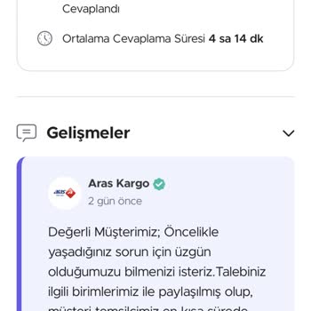 Aras Kargo İle Yaşanan Teslimat Problemi