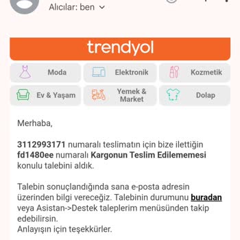 Trendyol'dan Gelmeyen Kargo