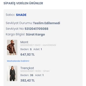 LCW İade Ürünü Tarafıma Göndermiyor. Sürat Kargo Bana Getirmedi.