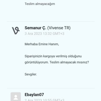Vivense İptal Edilmiş Ürünü Gönderildi