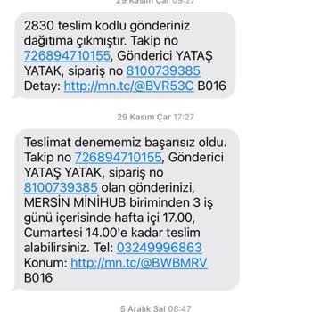 Yataş Enza Home Ürünlerimi Teslim Etmiyor