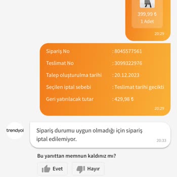 Trendyol Teslimat Tarihi Gecikti