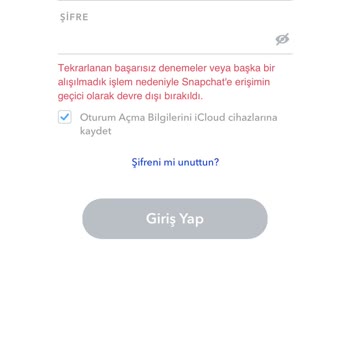 Snapchat Snap Hesabıma Giremiyorum