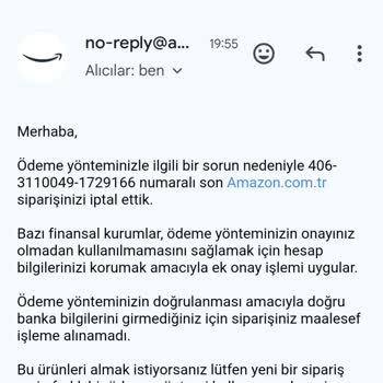 Amazon Siparişimi İptal Etti