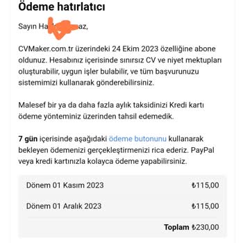 CV Maker Üyelik Sorunu