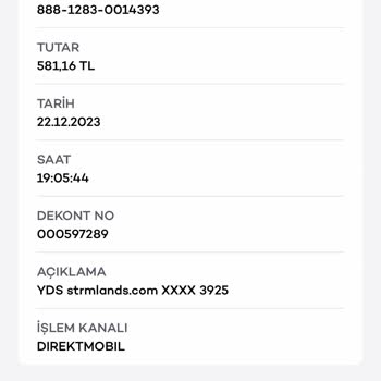 Akbank YDS Strlmlands.com İzinsiz Para Çekilmesi