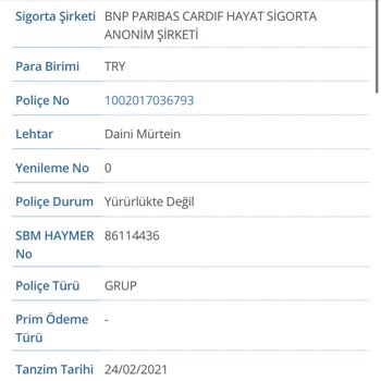 BNP Paribas Cardif Emeklilik Hayat Sigortası Vefat Tazminatı