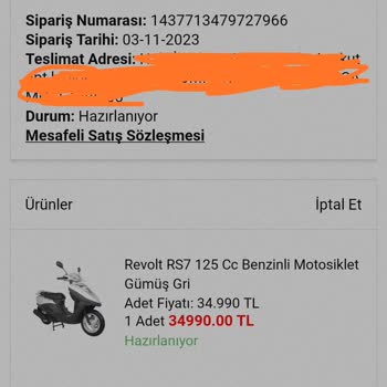 A101 Revolt RS7 Motorun Evrakları Gelmedi
