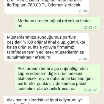 Ella Parfümeri Tarafından Siparişim Orijinallik Sorunca İptal Edildi