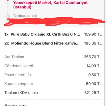 Yemek Sepeti Market Hizmet Sıfır