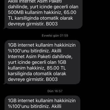 Vodafone Paket Aşımı HKK