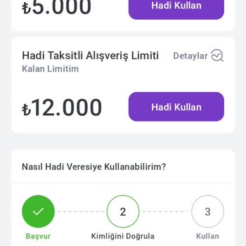 Hadi TOM Pay Hadi Uygulaması Kredi Limiti Kullanım Problemi