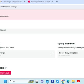 Yemek Sepeti İşletme Profilimi Kapalı Gösteriyor.