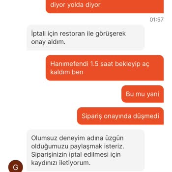Migros Yemek 1.5 Saat Sonunda Gelmeyen Sipariş