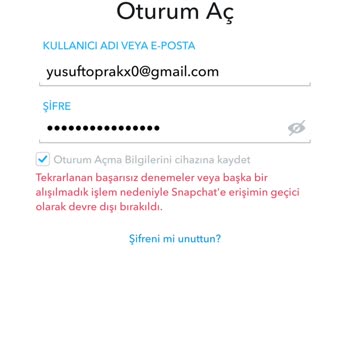 Snapchat'e Giriş Yapamıyorum