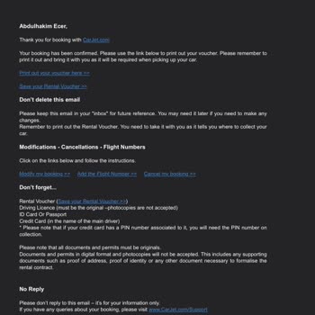 Carjet Sizin Sitenize Güvenerek Araç Kiraladık