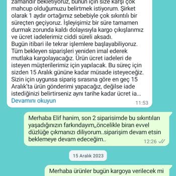 Nare Giyim Sipariş Gecikmesi, Geri Dönüş Sağlanamaması