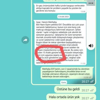Nare Giyim Sipariş Gecikmesi, Geri Dönüş Sağlanamaması