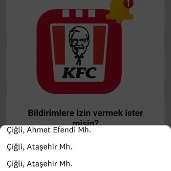 KFC Mahalle Seçme Sorunu
