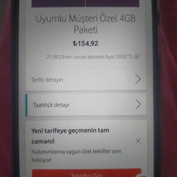 Vodafone Yüksek Tarife Ücretleri