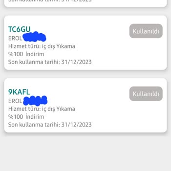 Arabamiyika.com Yıkama Paketi İle Alınan Kuponların Silinmesi