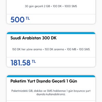 Turkcell Avantaj Yurt Dışı Paketi