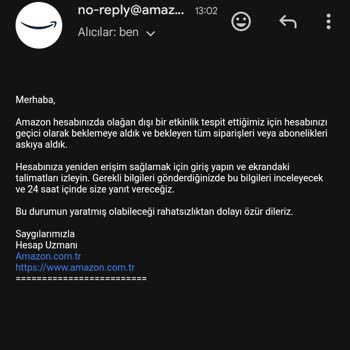 Amazon Hesabım Askıya Alındı