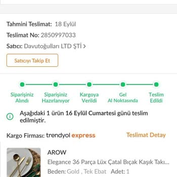 Trendyol Arow Gold Çatal Kaşık Solması