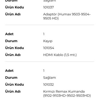 Digiturk HDMI Kablo İade Almıyor