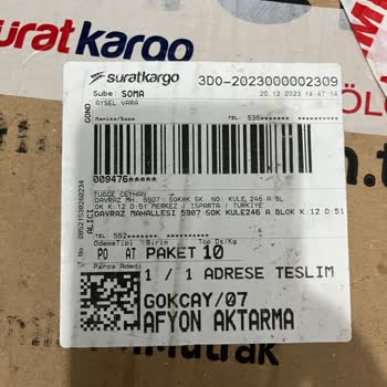Sürat Kargo Kolimin İçinden Ürünlerimin Alınması