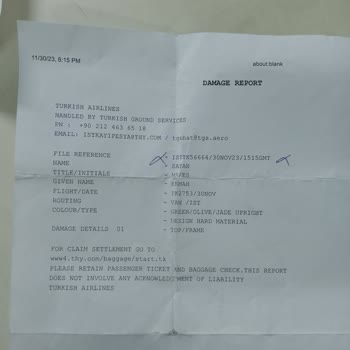 İGA İstanbul Havalimanı Bağaj Hasar Vat