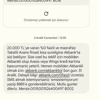 Akbank 20000 TL Sıfır Faiz Nakit Avans Başvurusu