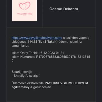 Sevgilimehediyem.com Kargoya Verilmeyen Ürün