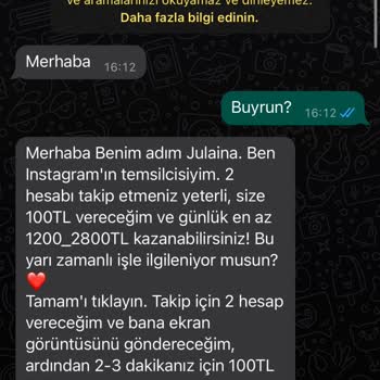 Görev Yap Para Kazan WhatsApp'tan Yazan Yabancı Numara