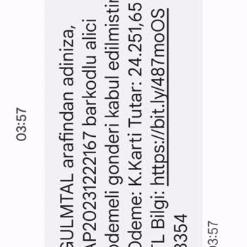 PTT Kargo Gulmtal Adında Alıcı Ödemeli Gelen SMS