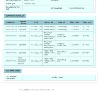 PTT Kargo PDM Kağıthane Şube Kargoları Getirmiyor