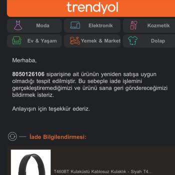 Trendyol Ürün İadesi Alınmaması