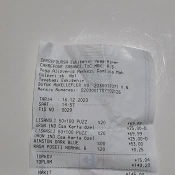 Carrefour SA Yapboz Kapalı Kutuda Eksik Parça