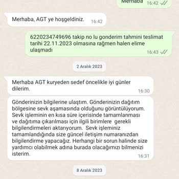 AGT Kurye (aynigunteslim.com) Gönderim Teslim Edilmiyor