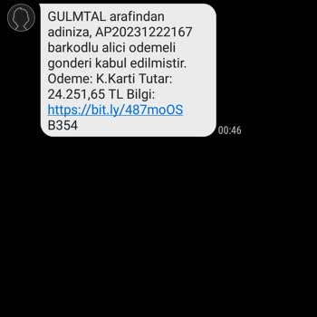 PTT Kargo Sahte Hesap Mesajı