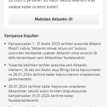 Akbank Taksitli Nakit Avans Vermiyorlar