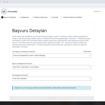 VFS Global Fransa Kısa Vize Randevu Sorunu