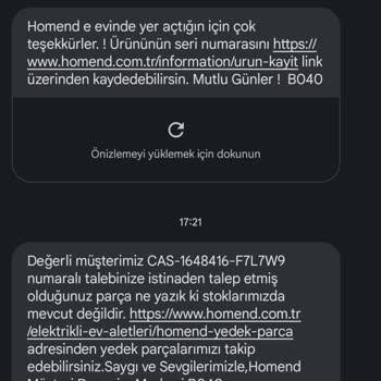 Homend Yedek Parça Sorunu