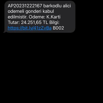 PTT Kargo İstenmeyen Kargo Mesajı Ve Ücretlendirme
