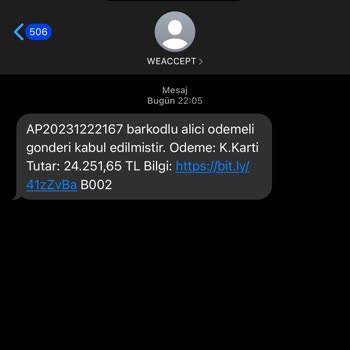 PTT Kargo Sahte Takip No Mesajı